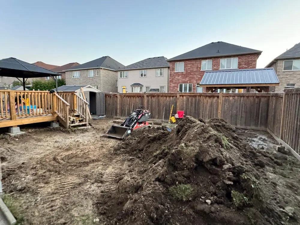 Backyard excavated to bare soil