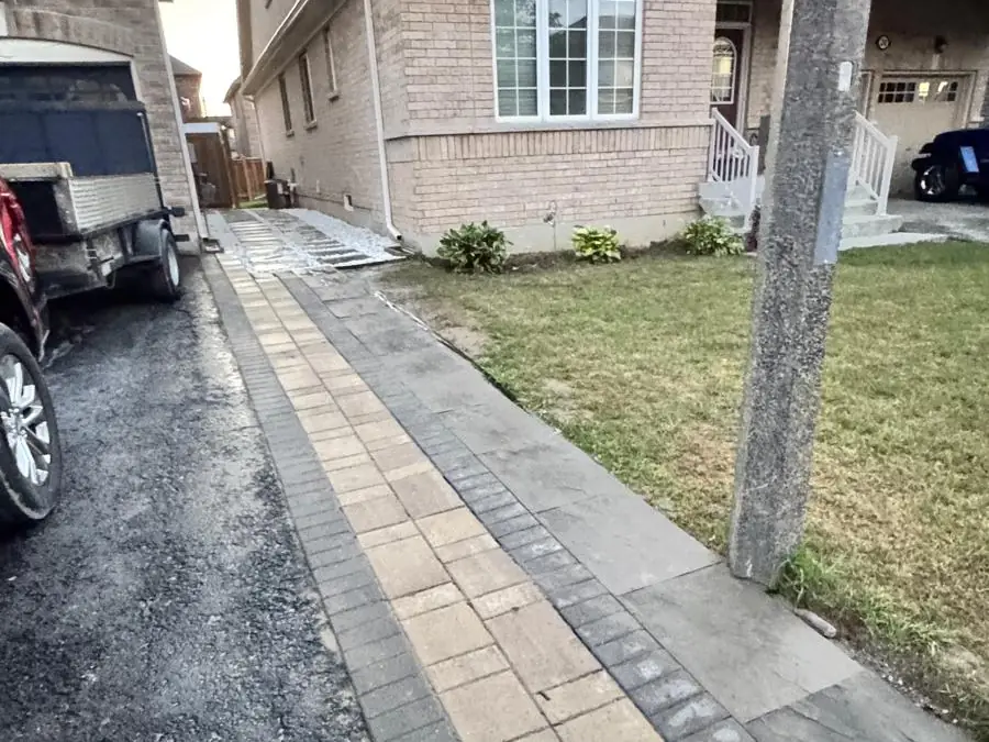 Front walkway with a paver border