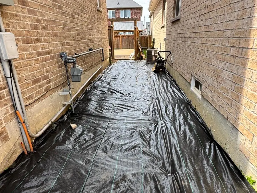 Side run prepared before base goes in